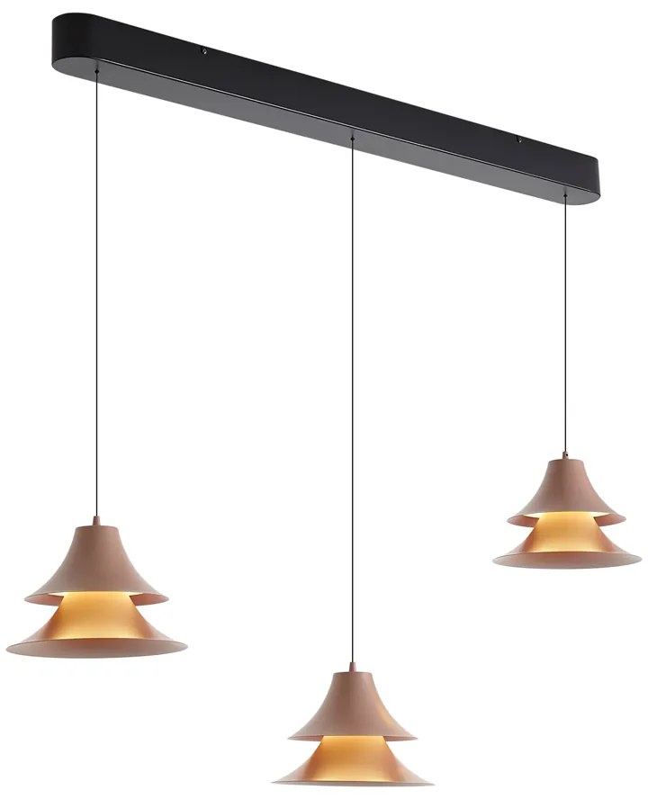Candeeiro suspenso preto com mocha incl. LED regulável em 3 níveis 3 luzes Easylift - Witch