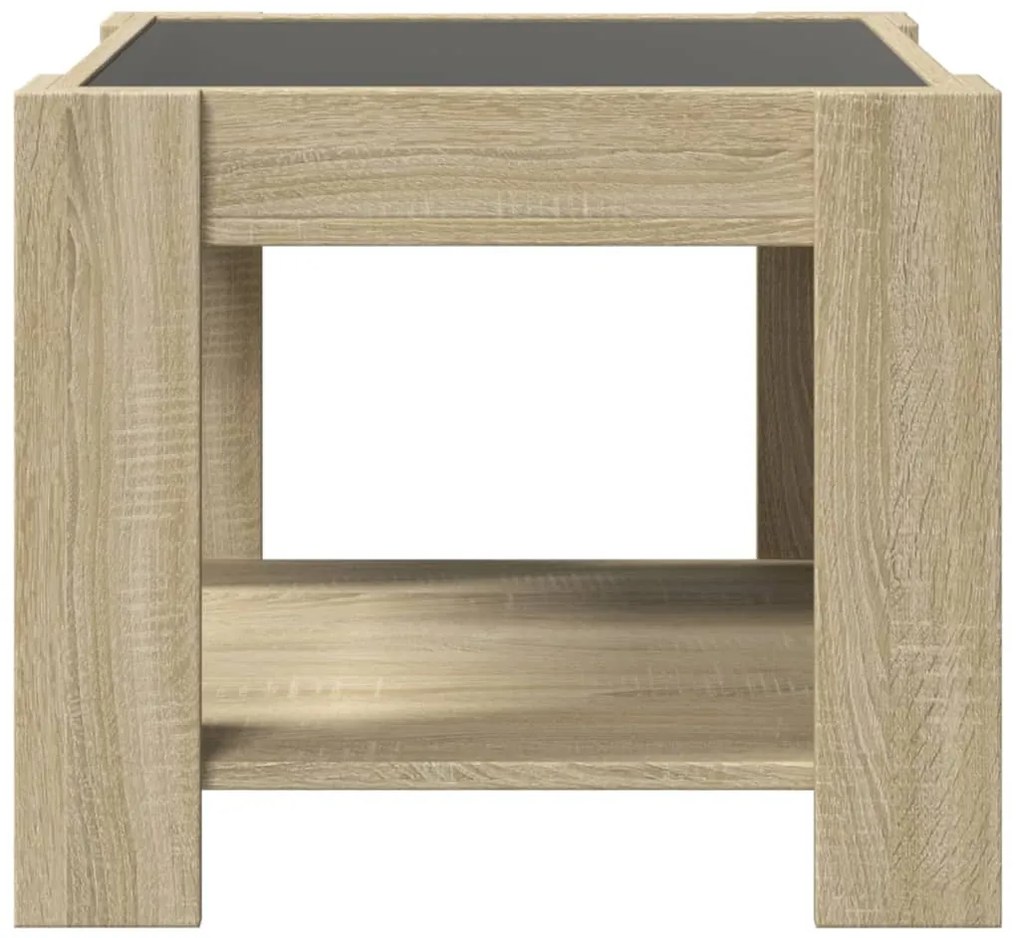 Mesa de centro c/ LEDs 53x53x45 cm derivados de madeira