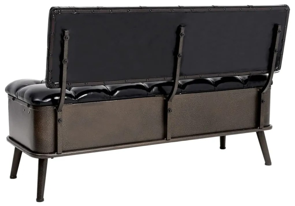 Banco de arrumação com encosto 110 cm couro artificial preto