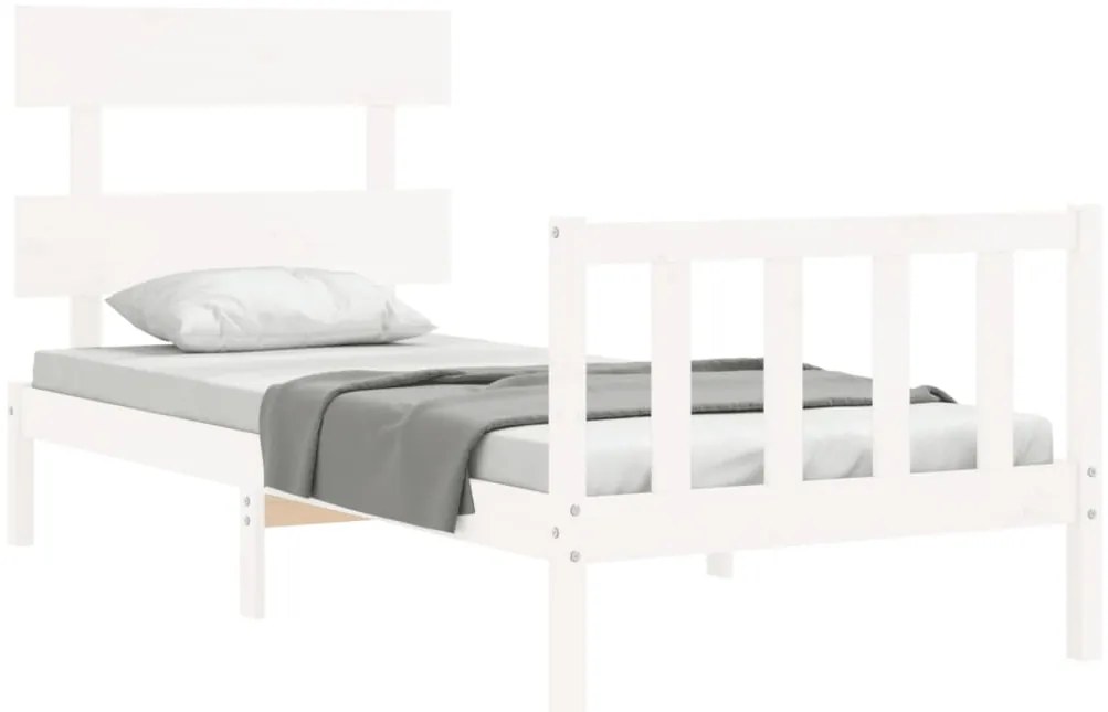 Cama sem colchão 90x200 cm madeira de pinho maciça branco