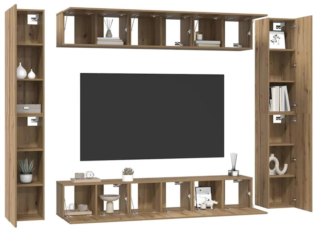 Conjunto de móvel de TV 10 pcs carvalho artisiano