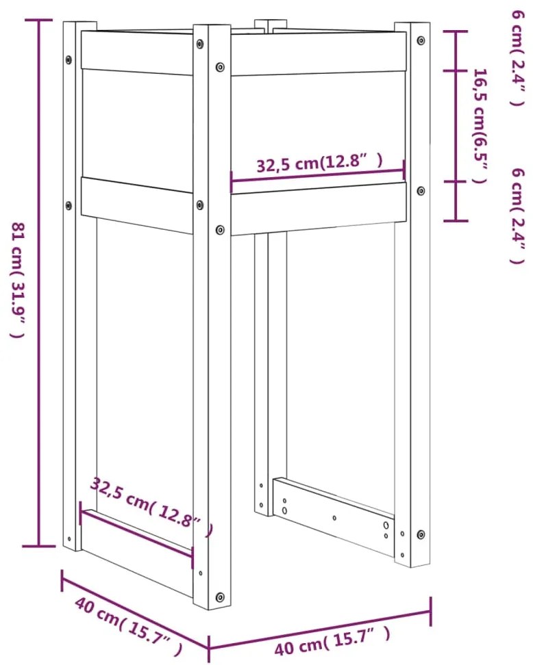 Vasos/floreiras 2 pcs 40x40x81 cm pinho maciço cinzento