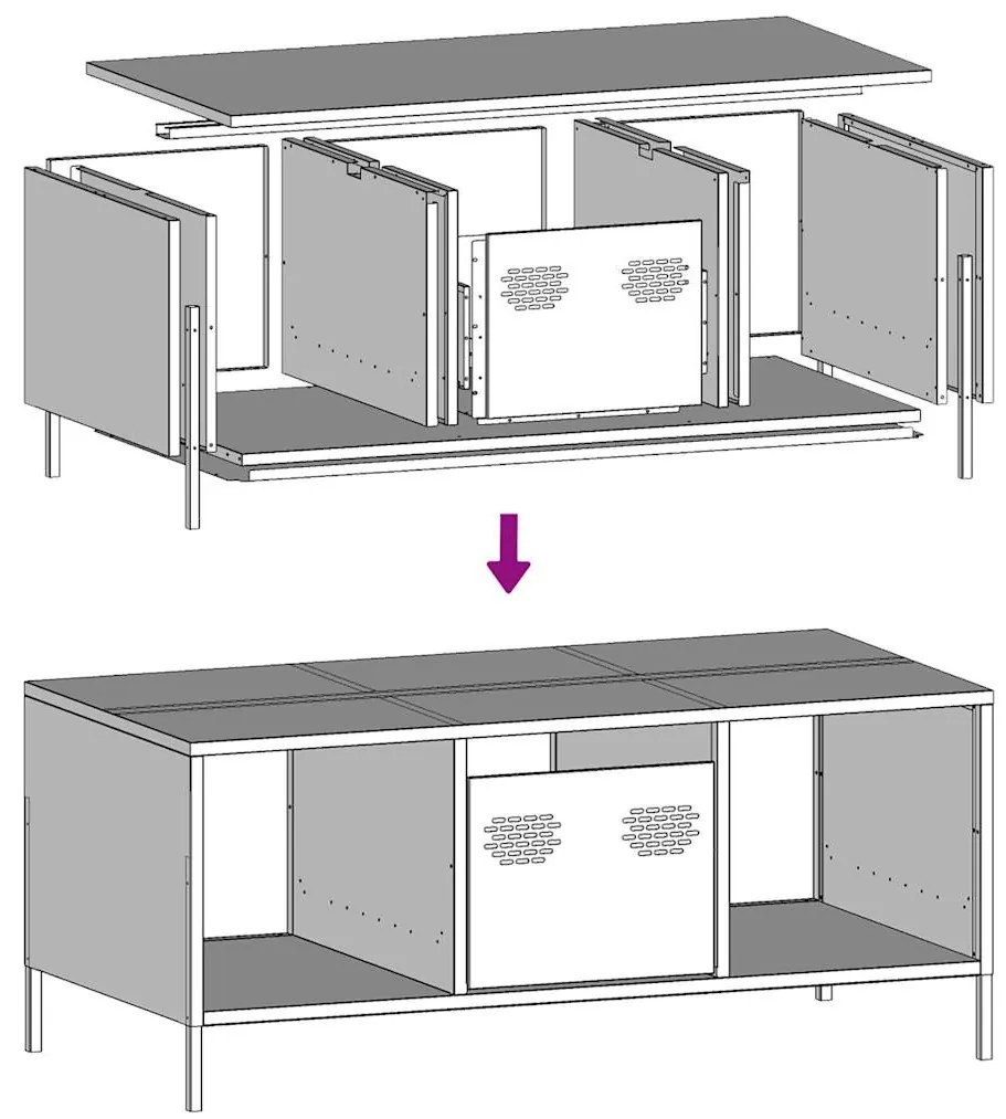 Mesa de centro 101,5x50x43,5 cm aço laminado a frio branco