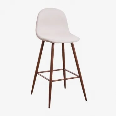 Pacote Com 4 Bancos Altos Glamm Beige Creme & ↑75 Cm & Madeira Escura - Sklum