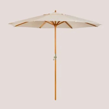 Guarda-sol Ø290 Cm Em Tecido E Madeira Cretas Nude Beige - Sklum