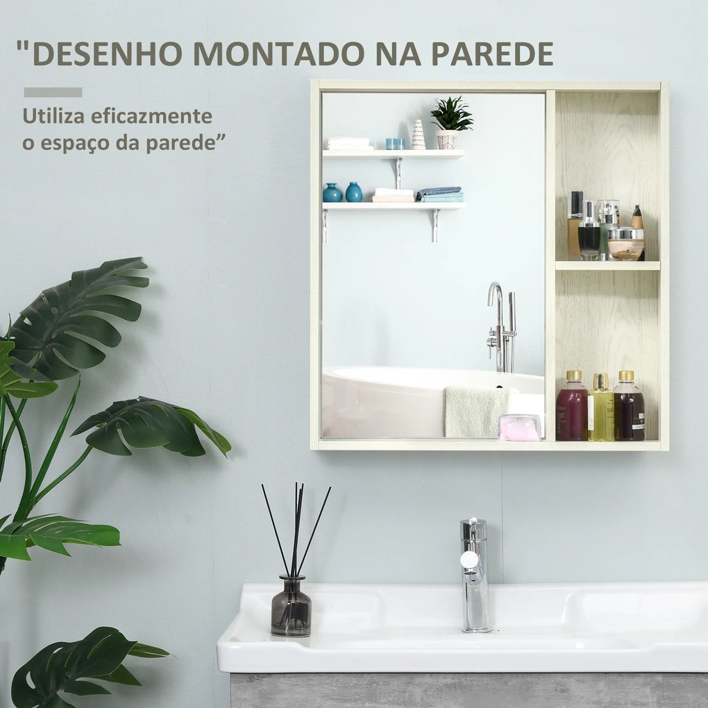 Armário de Casa de Banho com Espelho Móvel para Casa de Banho Estilo Moderno 63x15x65 cm Branco