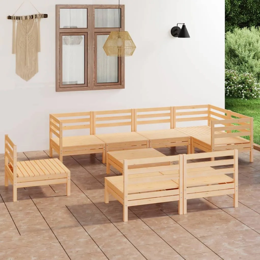 vidaXL 9 pcs conjunto lounge de jardim pinho maciço