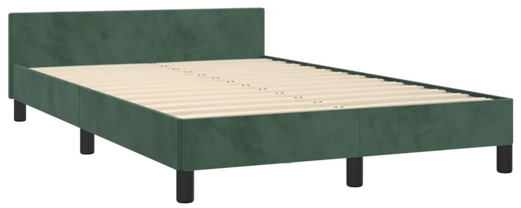 Estrutura de cama c/ cabeceira 120x190 cm veludo verde-escuro