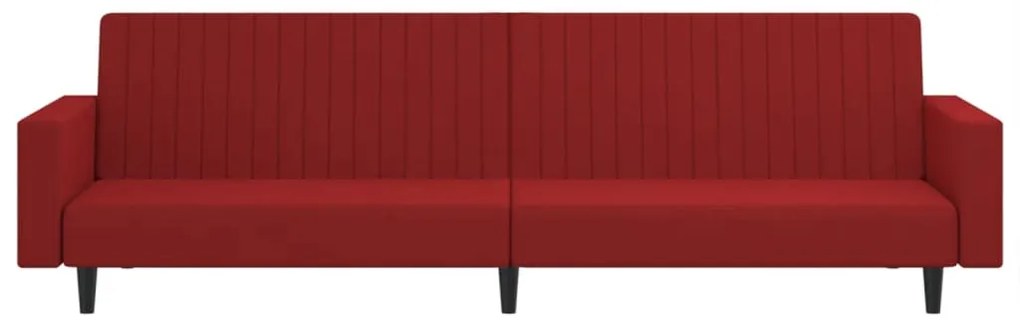 Sofá-cama de 2 lugares veludo vermelho tinto