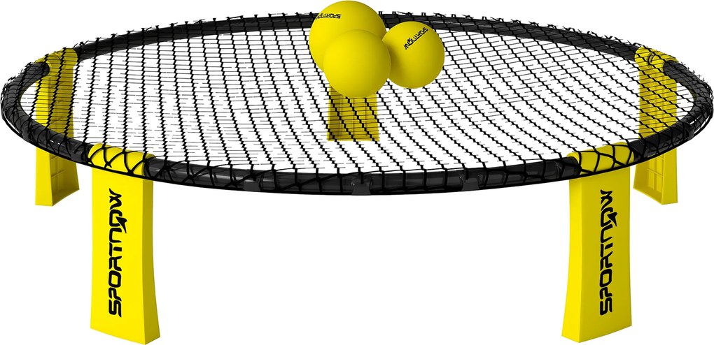 Conjunto de Mini Voleibol de Praia com 3 Bolas, 92 x 92 x 20 cm, Estrutura Dobrável, Amarelo