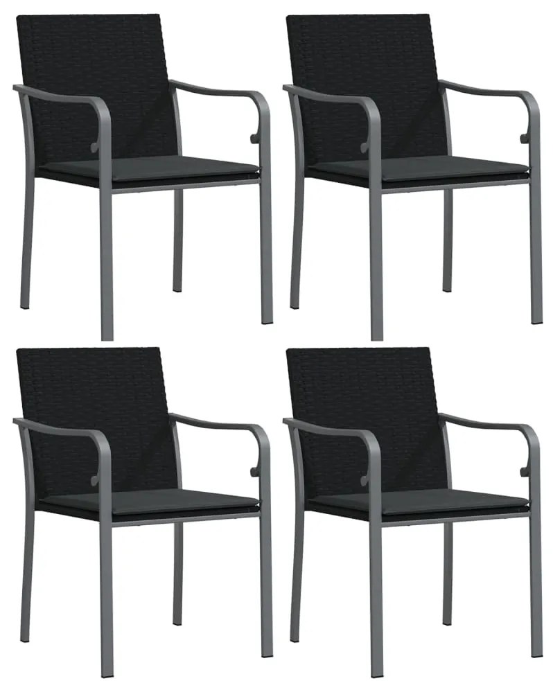 5 pcs conjunto de jantar p/ jardim c/ almofadões vime PE e aço