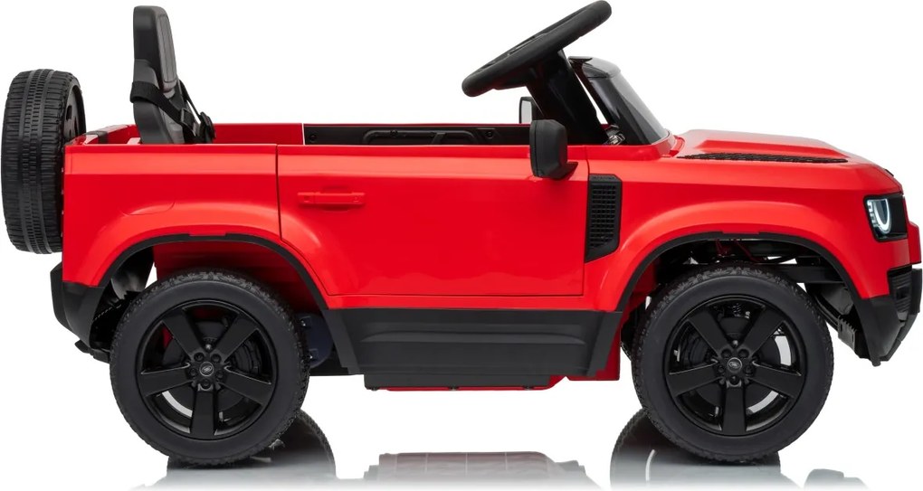Carro elétrico para Crianças 12V 4x4 Land Rover Defender Rodas de espuma EVA, Assento Couro ecológico, Controlo remoto Vermelho