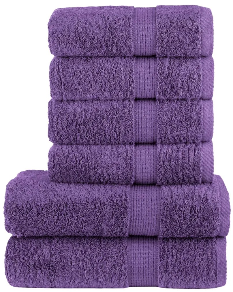 6pcs Conjunto toalhas banho premium SOLUND 600 gsm roxo