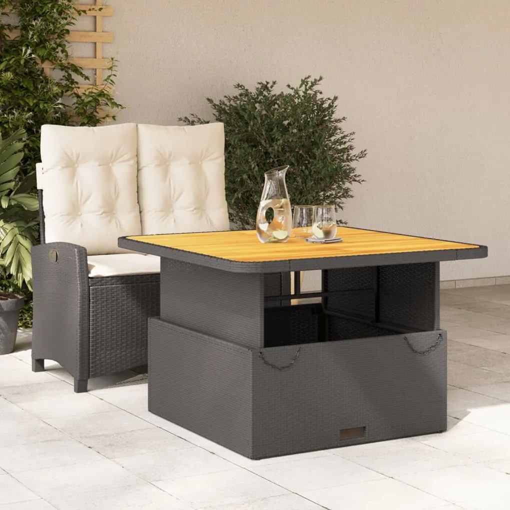 vidaXL 2 pcs conjunto de jantar p/ jardim c/ almofadões vime PE preto