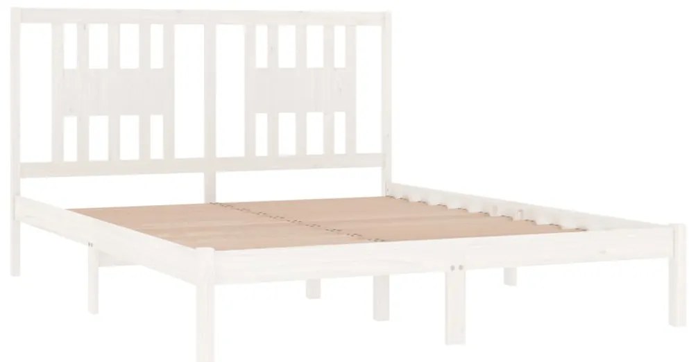 Estrutura de cama 140x200 cm madeira de pinho maciça branco