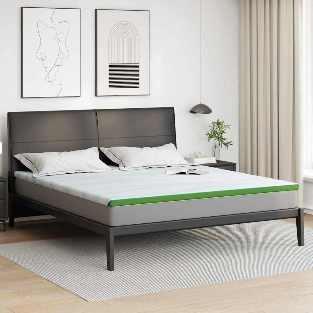 vidaXL Protetores de Colchão Branco e Verde 180 x 200 cm