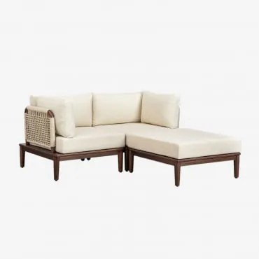Sofá De Jardim Modular Giulia De 2 Peças Com 2 Poltronas De Canto E Pufe Em Acácia Crema - Sklum