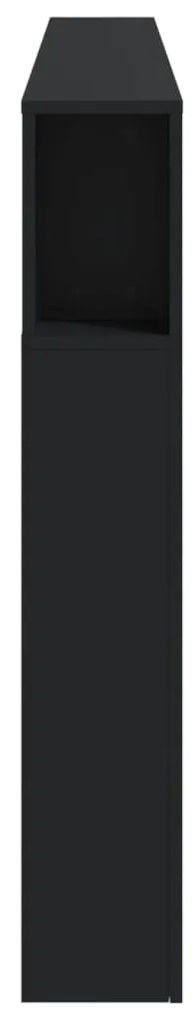 Cabeceira cama c/ LEDs 220x18,5x103,5 cm deriv. madeira preto