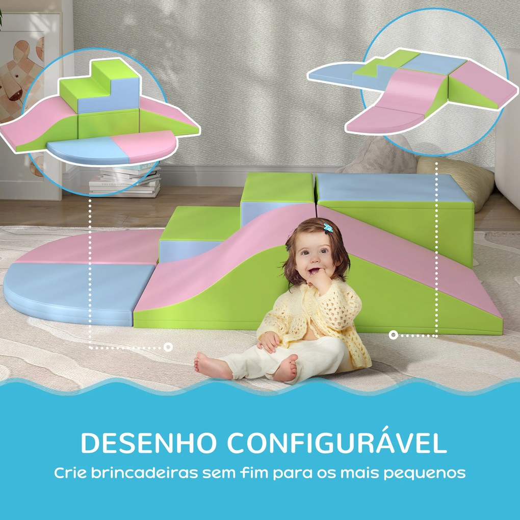 Conjunto de 6 Blocos de Espuma para Crianças de 12-36 Meses Brinquedo Educativo de Construção 150x100x24 cm Multicor