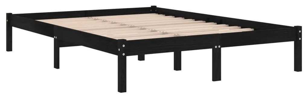 Estrutura de cama casal 135x190 cm madeira maciça preto