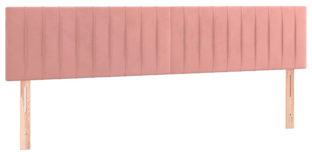 Cabeceira de cama c/ luzes LED veludo 160x5x78/88 cm rosa