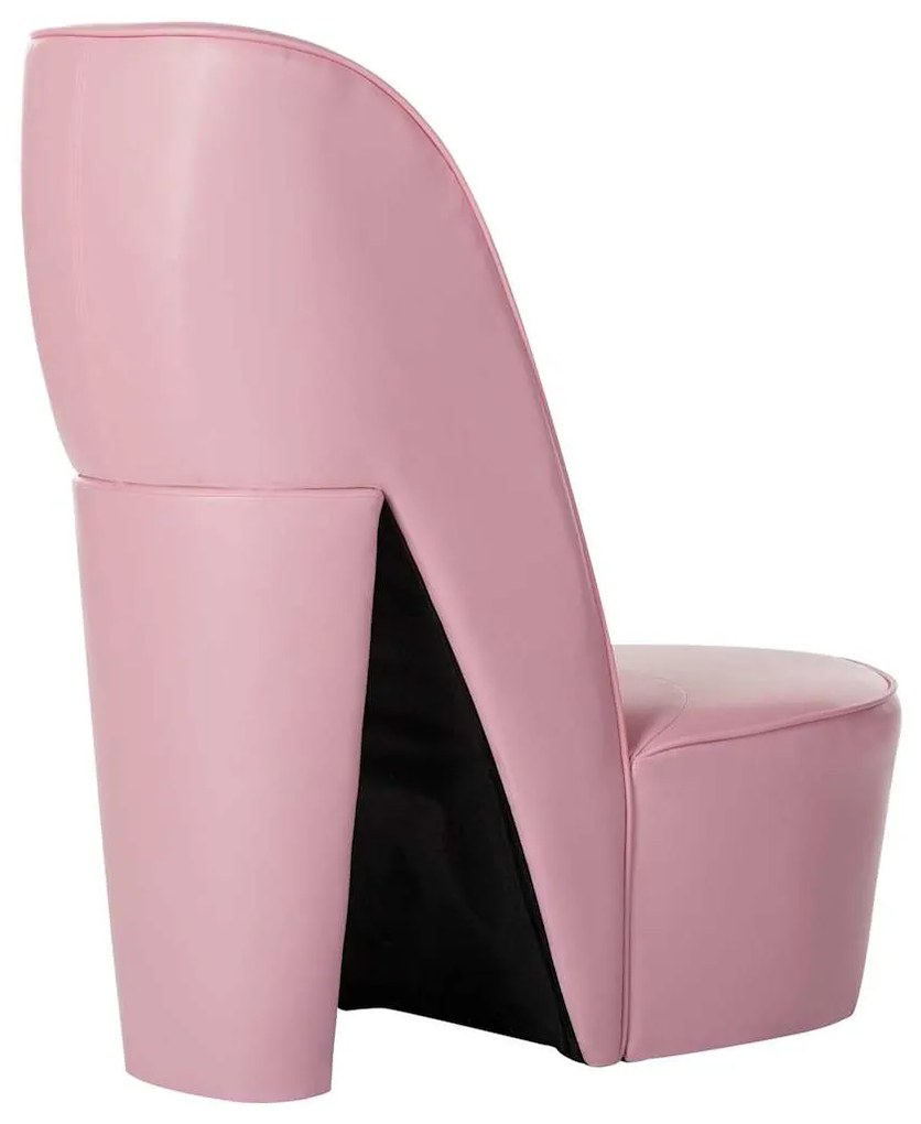 Cadeira estilo sapato de salto alto couro artificial rosa