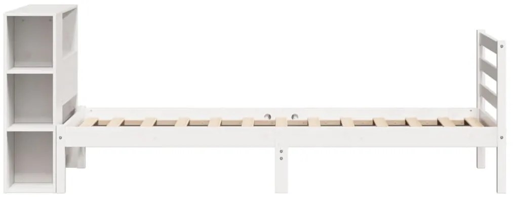 Cama com estante sem colchão 90x200 cm pinho maciço branco