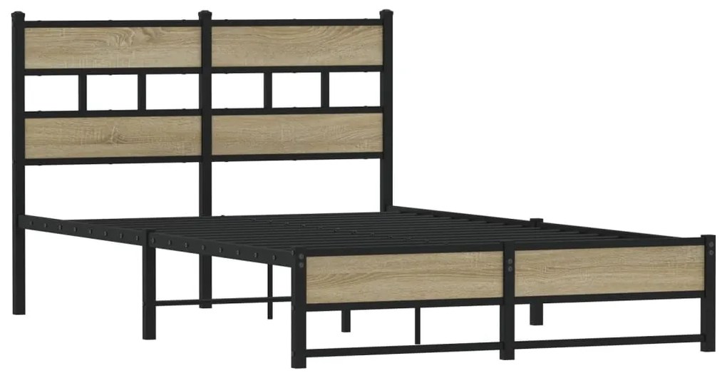 Estrutura de cama sem colchão 120x190 cm metal carvalho sonoma