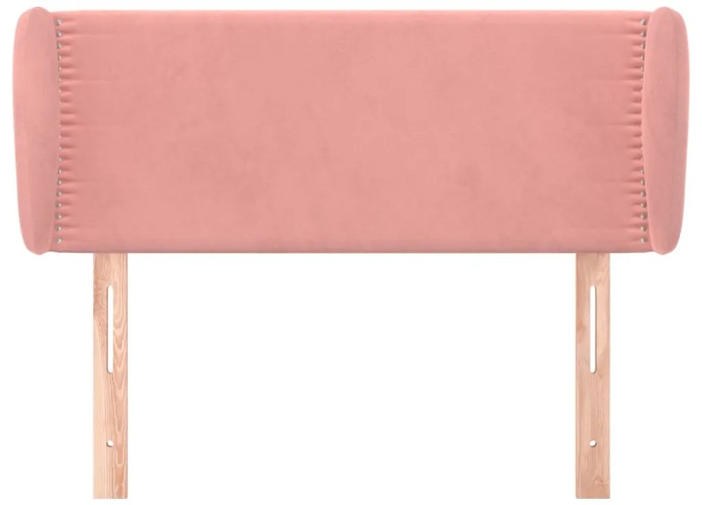 Cabeceira de cama c/ abas veludo 103x23x78/88 cm rosa