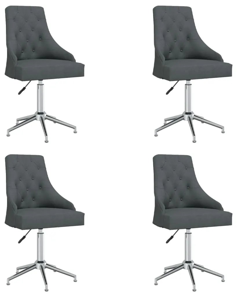 vidaXL Cadeiras de jantar giratórias 4 pcs tecido cinzento-escuro
