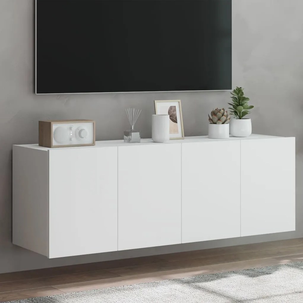 vidaXL Móveis de parede p/ TV com luzes LED 2 pcs 60x35x41 cm branco