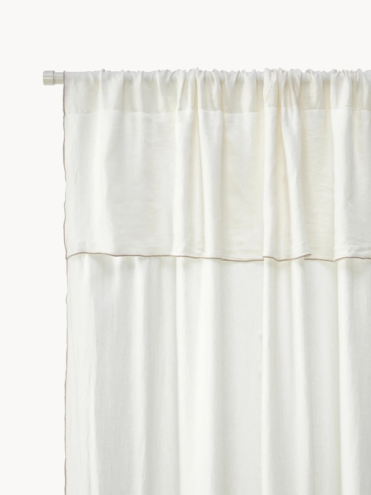 Cortinas de linho com filtro de luz e varão Eleonara, conjunto de 2