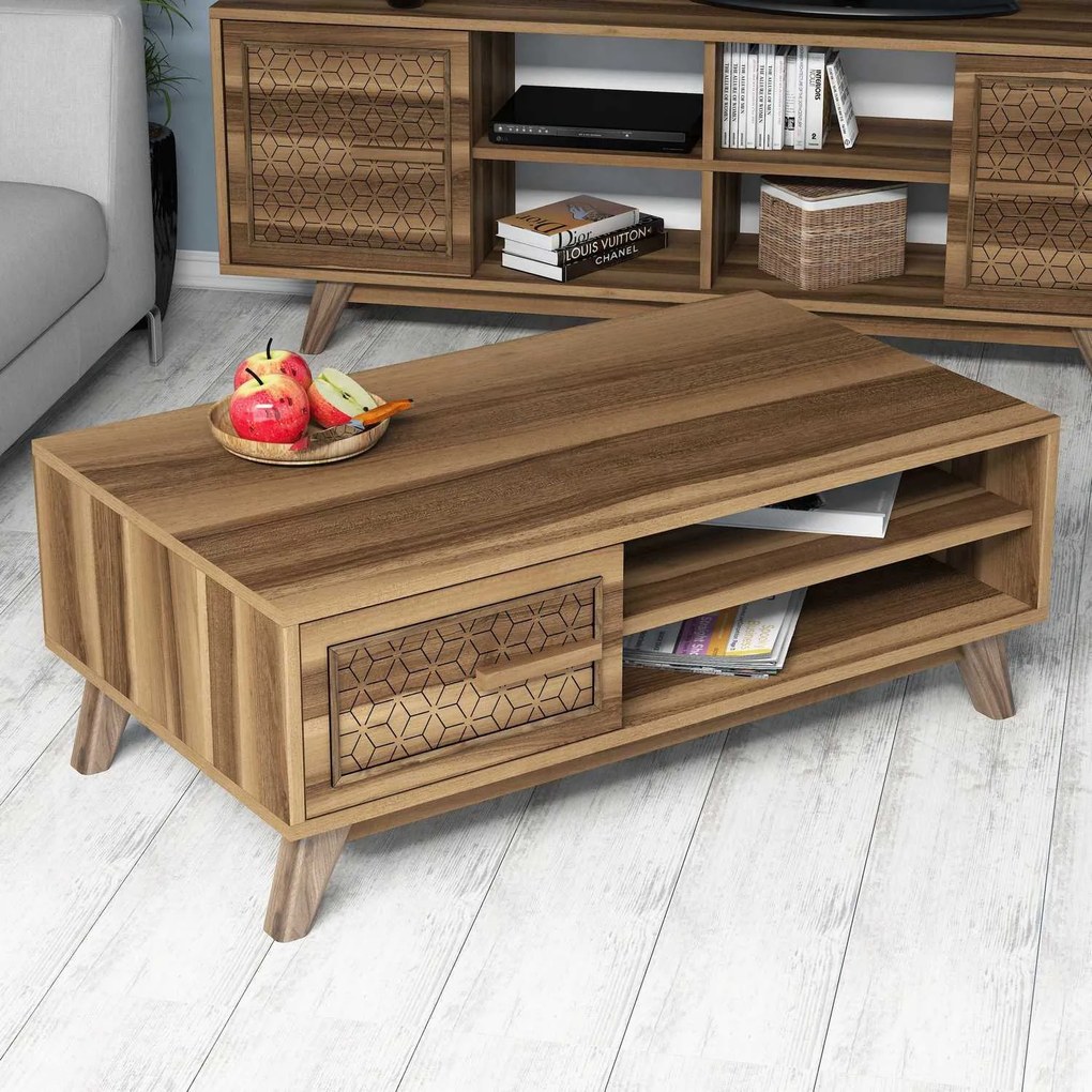 Mesa de Centro Ayla – Nogueira – 105 cm x 38,2 cm x 60 cm