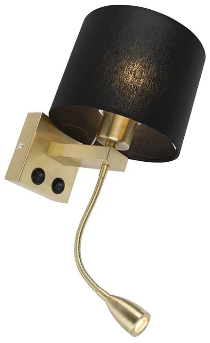 LED Candeeiro de parede art déco dourado com sombra preta - Brescia Art Deco,Moderno