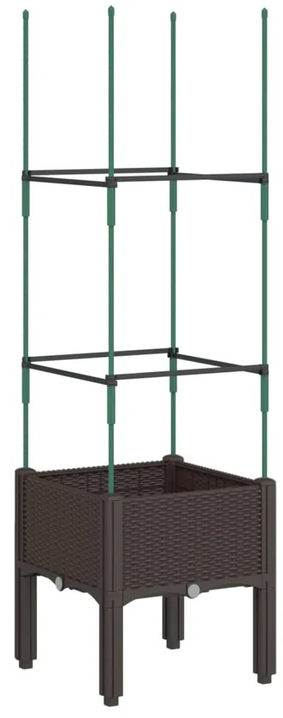 Vaso/floreira de jardim c/ treliça 40x40x142,5 cm PP castanho