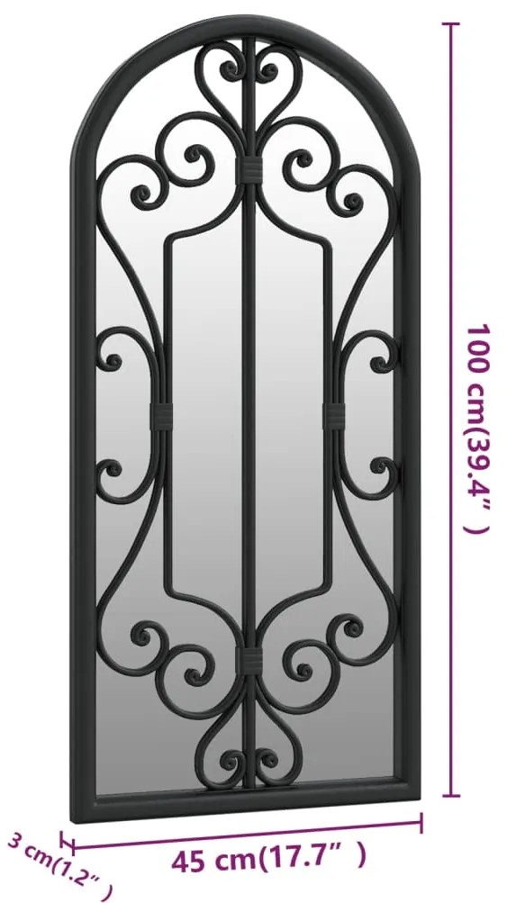 Espelho de jardim p/ uso exterior ferro 100x45 cm preto