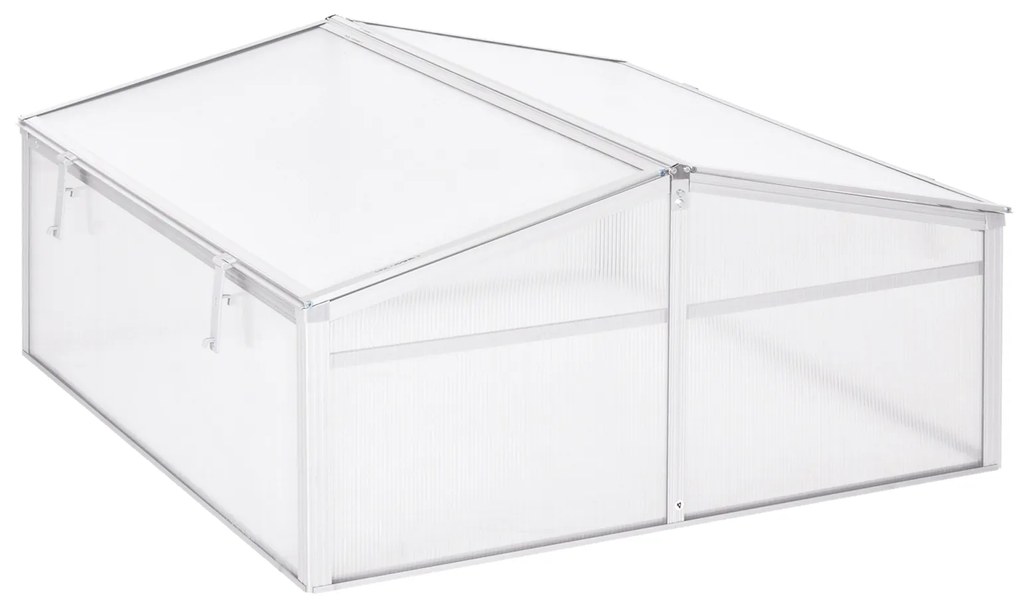 Outsunny Estufa de Jardim Alumínio Policarbonato Transparente Viveiro para Plantas Culturas 100x100x48 cm