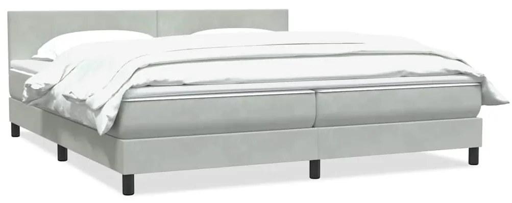 vidaXL Cama com molas/colchão cinzento-claro 200x210 cm veludo