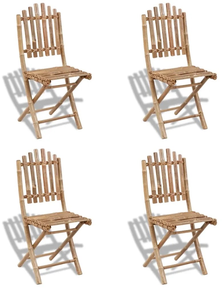 5 pcs conjunto de jantar dobrável p/ exterior bambu