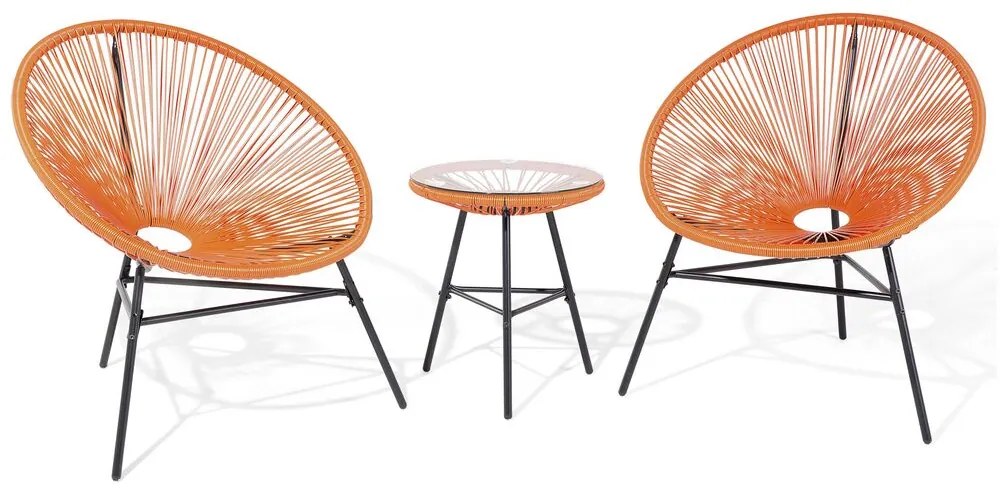 Conjunto de duas cadeiras e mesa em rattan sintético laranja ACAPULCO Beliani