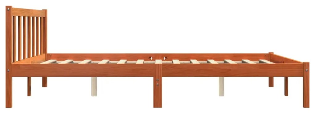 Cama sem colchão 160x200 cm madeira pinho maciço castanho-mel