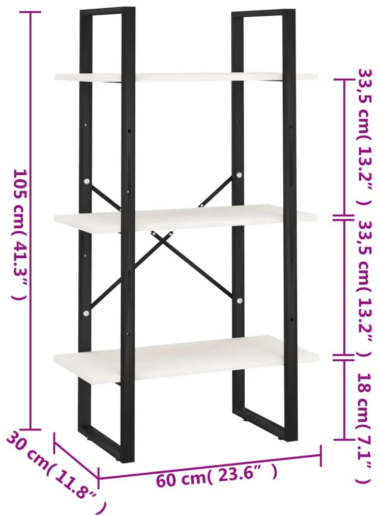 Estante 60x30x105 cm madeira de pinho maciça branco