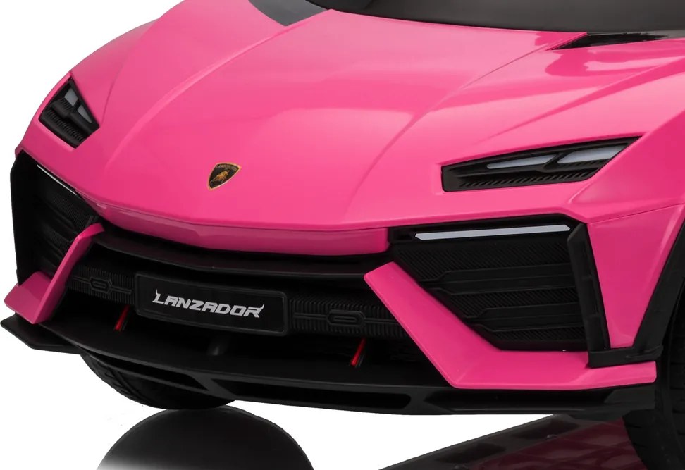 Carro elétrico para crianças Lamborghini Lanzador 12V Pneus em borracha maciça, banco em pele sintética Rosa