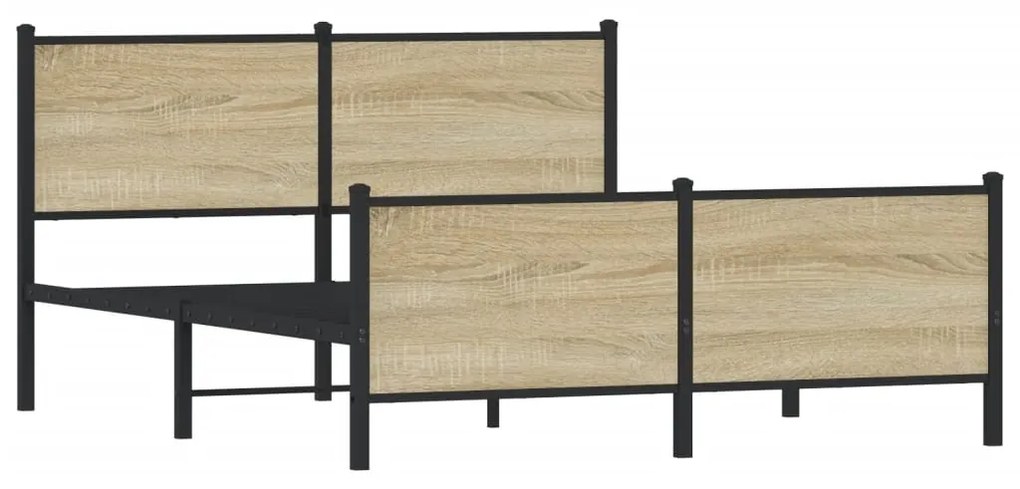 Estrutura de cama sem colchão 150x200cm metal carvalho sonoma