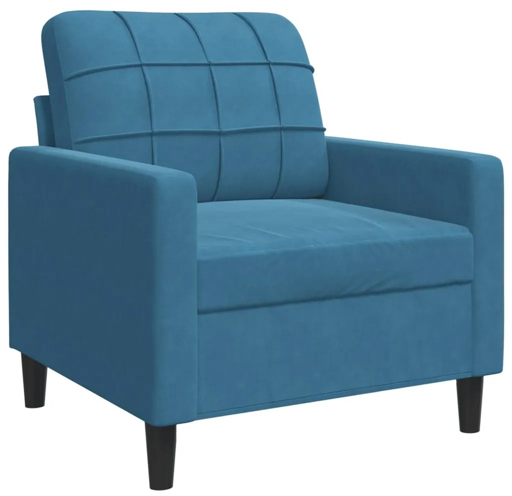 4 pcs conjunto de sofás com almofadões veludo azul