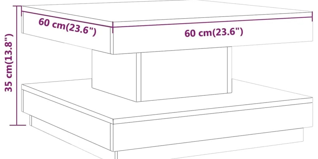 Mesa de centro 60x60x35 cm MDF cinzento
