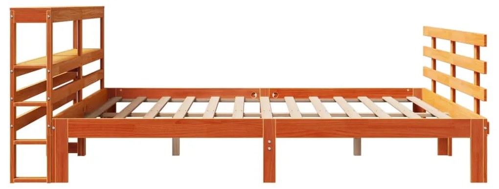 Estrutura cama c/ cabeceira 180x200cm pinho maciço castanho-mel