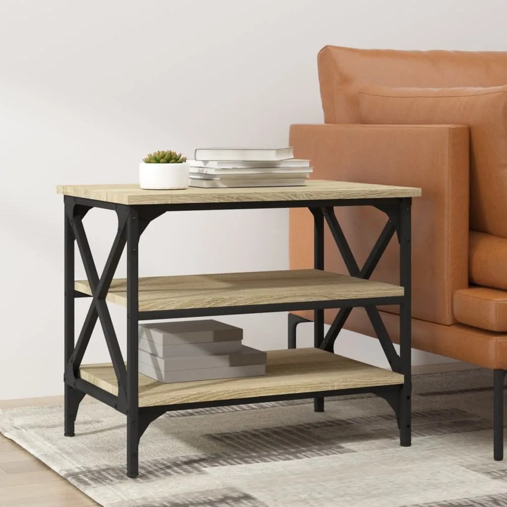 823333 vidaXL Mesa de apoio 55x38x45 cm derivados de madeira carvalho sonoma