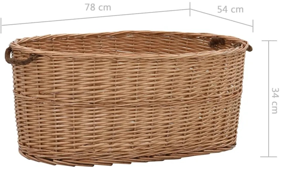 Cesto para lenha com pegas 78x54x34 cm salgueiro natural