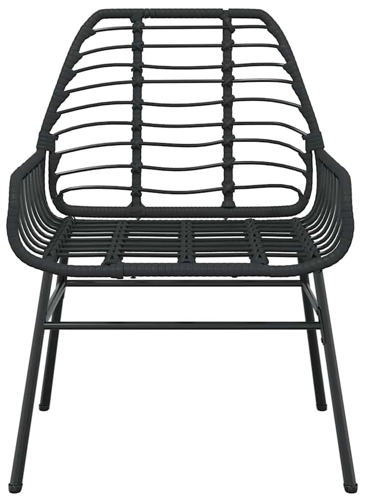 3 pcs conjunto de jantar para jardim vime PE vidro preto